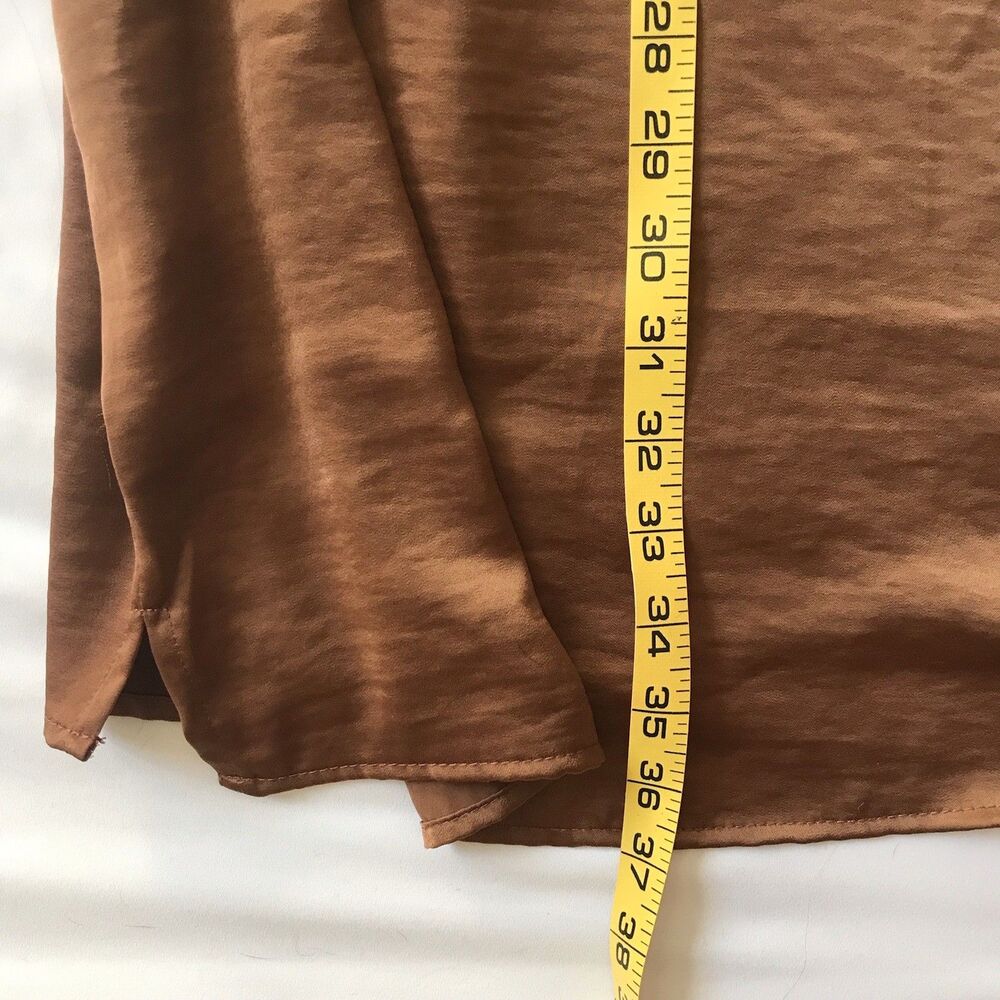 NWT Lucky Brand Long Sleeve Satin Shirtdress Pecan Pie Brown Tie Belt Dress SZ S - Picture 11 of 12